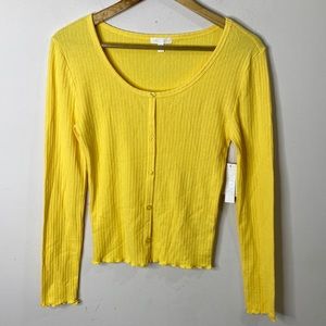 Abound Boat Neck  Sweater Women Medium Yellow Bamboo Small